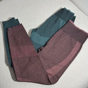 PINK Victoria's Secret Red and Green High-Waisted Leggings